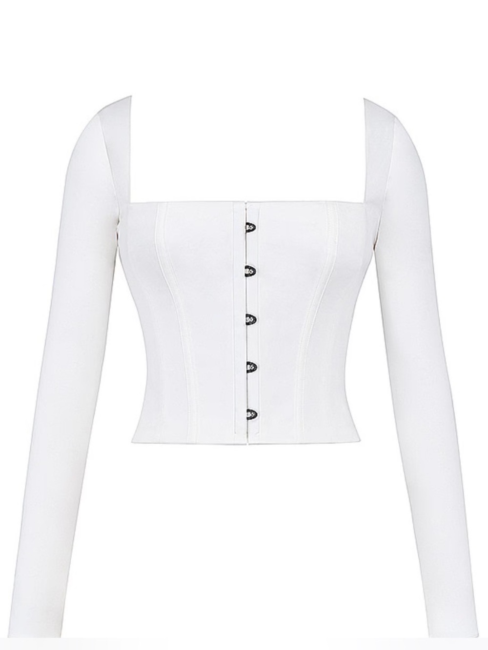 Women's White Long Sleeve Corset Top